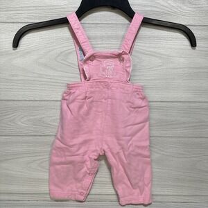 CARTER'S Overalls Pink Embroidered Cat Size M/19-22lbs 100% Cotton Vintage